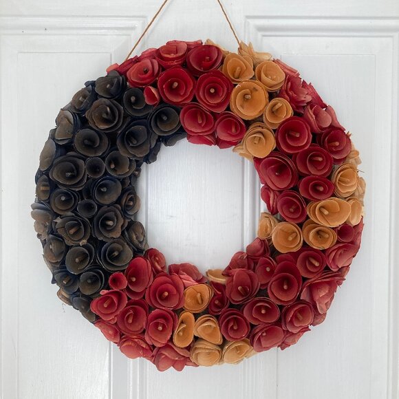 Fall Colorful Paper Wreath 16" - Picture 2 of 4